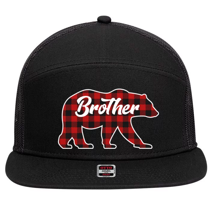 Family Christmas Matching Plaid Brother Bear 7 Panel Mesh Trucker Snapback Hat