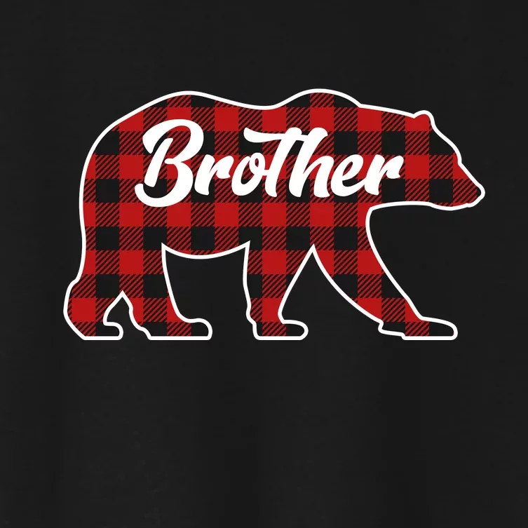 Family Christmas Matching Plaid Brother Bear Women's Crop Top Tee