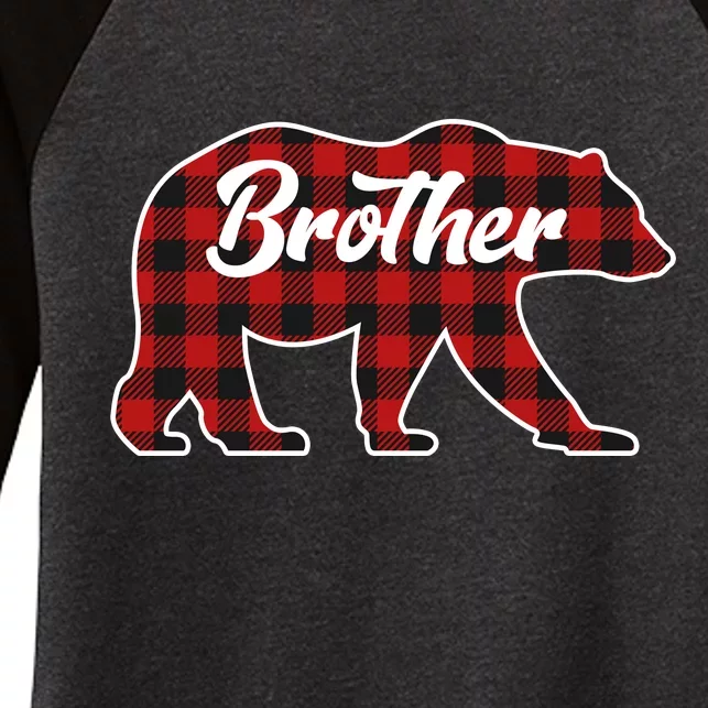 Family Christmas Matching Plaid Brother Bear Women's Tri-Blend 3/4-Sleeve Raglan Shirt