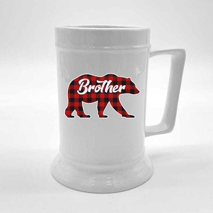 Family Christmas Matching Plaid Brother Bear Front & Back Beer Stein