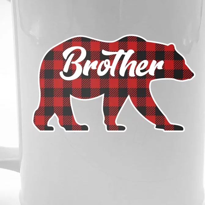 Family Christmas Matching Plaid Brother Bear Front & Back Beer Stein