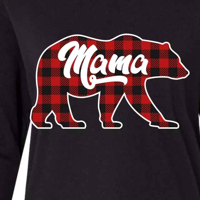 Family Christmas Matching Plaid Mama Bear Womens Cotton Relaxed Long Sleeve T-Shirt