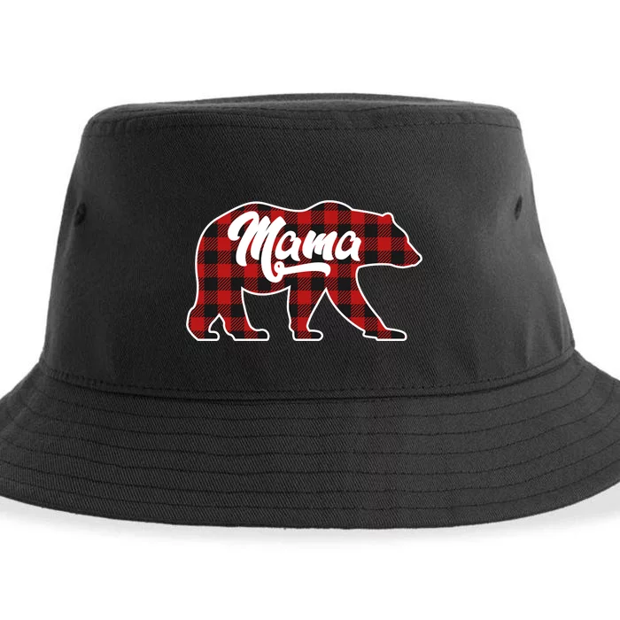 Family Christmas Matching Plaid Mama Bear Sustainable Bucket Hat