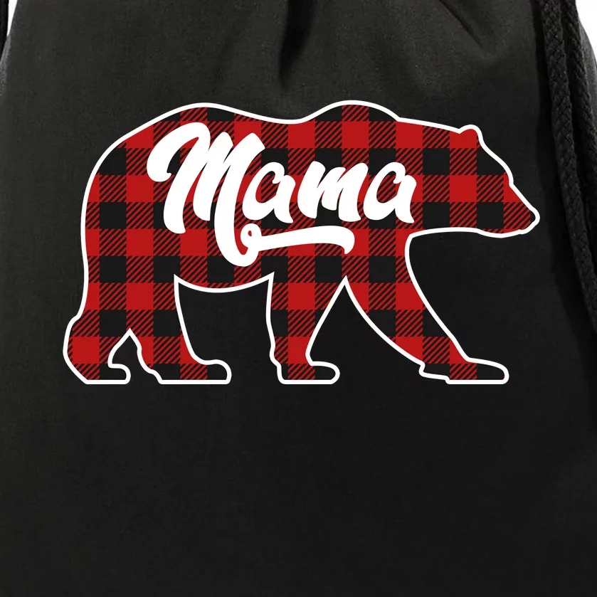 Family Christmas Matching Plaid Mama Bear Drawstring Bag