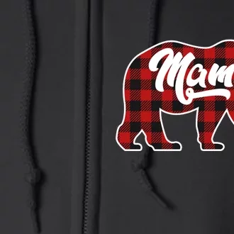 Family Christmas Matching Plaid Mama Bear Full Zip Hoodie