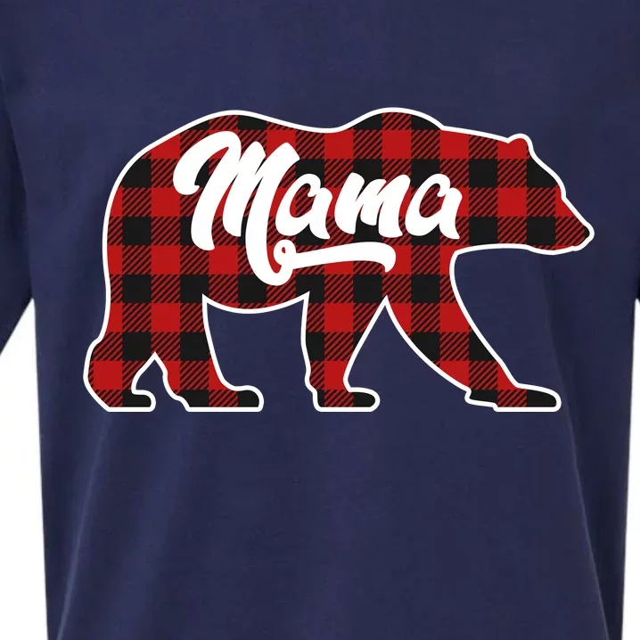 Family Christmas Matching Plaid Mama Bear Sueded Cloud Jersey T-Shirt