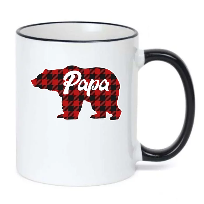 Family Christmas Matching Plaid Papa Bear Black Color Changing Mug