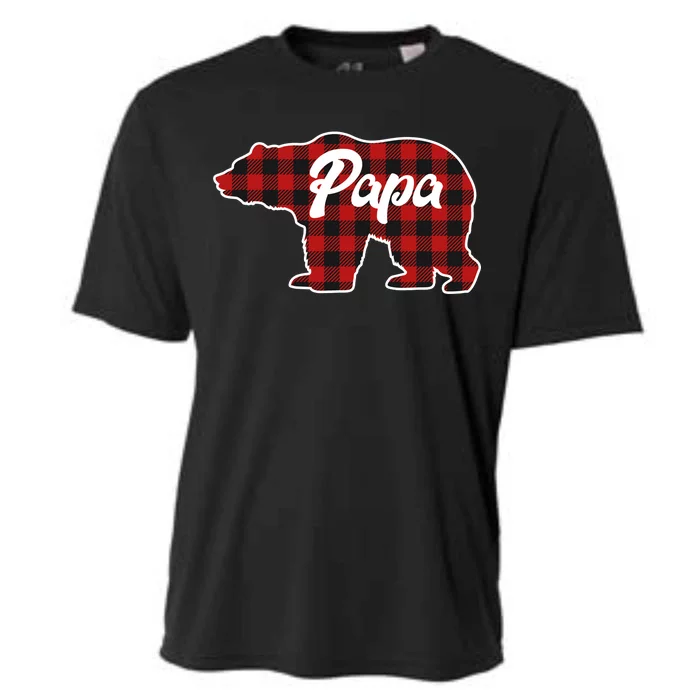 Family Christmas Matching Plaid Papa Bear Cooling Performance Crew T-Shirt