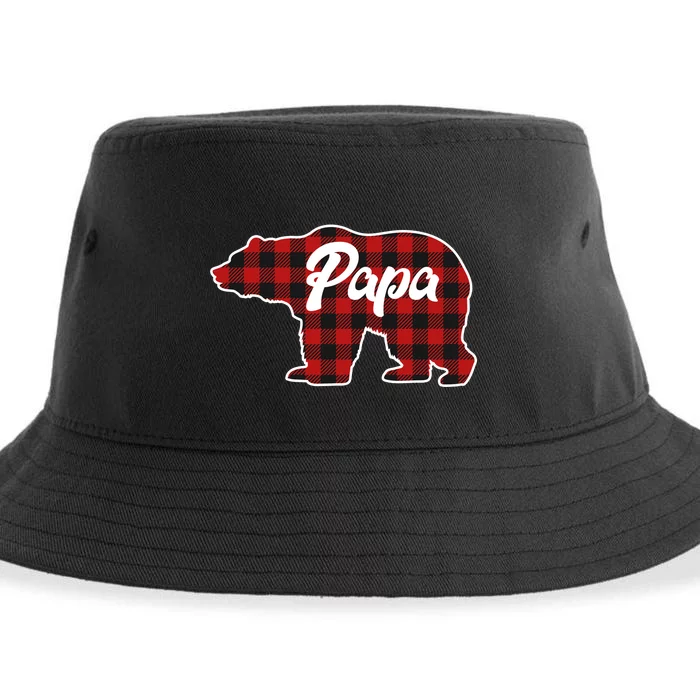 Family Christmas Matching Plaid Papa Bear Sustainable Bucket Hat