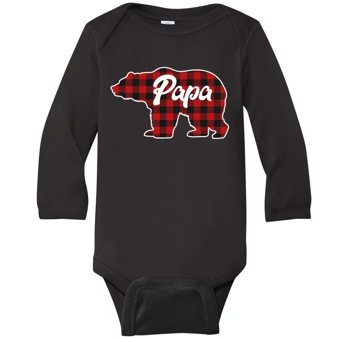 Family Christmas Matching Plaid Papa Bear Baby Long Sleeve Bodysuit