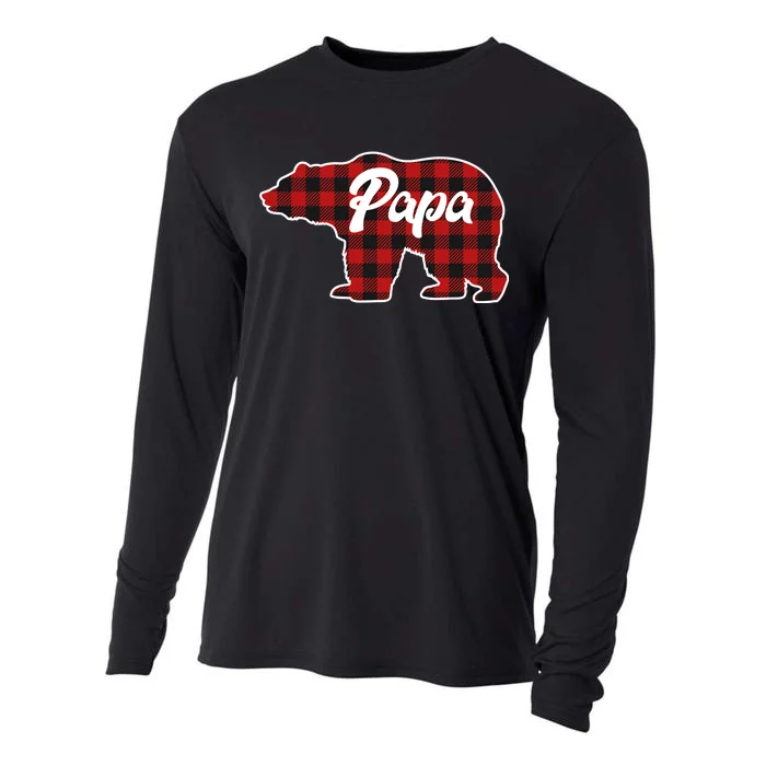 Family Christmas Matching Plaid Papa Bear Cooling Performance Long Sleeve Crew