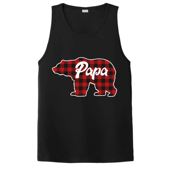 Family Christmas Matching Plaid Papa Bear Performance Tank