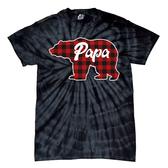 Family Christmas Matching Plaid Papa Bear Tie-Dye T-Shirt