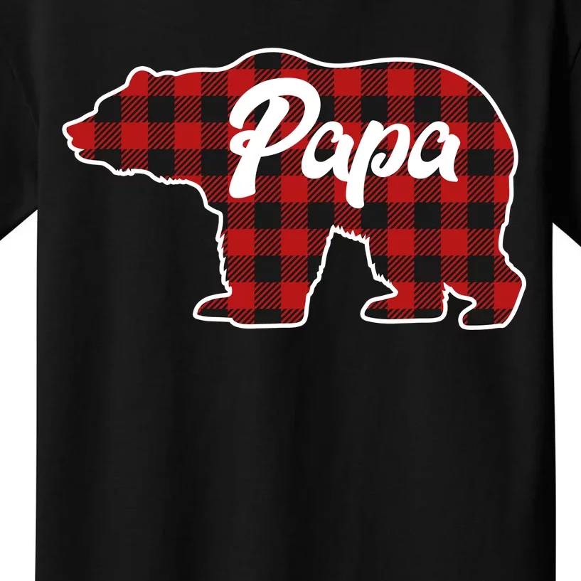 Family Christmas Matching Plaid Papa Bear Kids T-Shirt