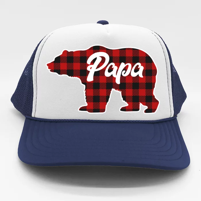 Family Christmas Matching Plaid Papa Bear Trucker Hat