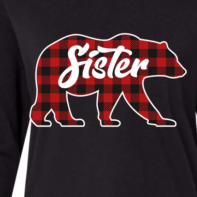 Family Christmas Matching Plaid Sister Bear Womens Cotton Relaxed Long Sleeve T-Shirt