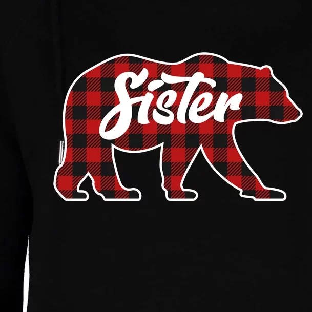 Family Christmas Matching Plaid Sister Bear Womens Funnel Neck Pullover Hood