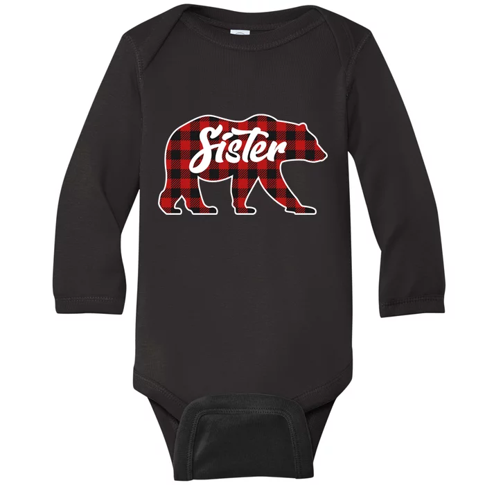 Family Christmas Matching Plaid Sister Bear Baby Long Sleeve Bodysuit