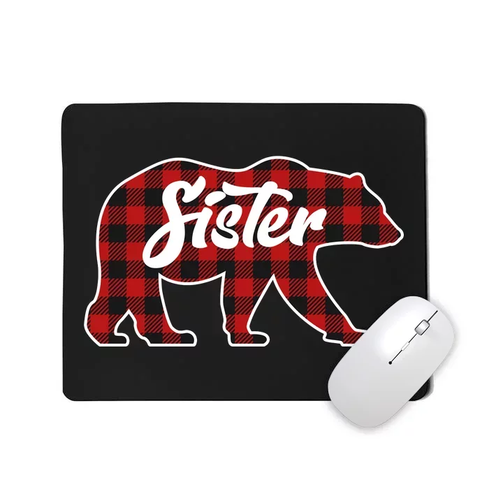 Family Christmas Matching Plaid Sister Bear Mousepad