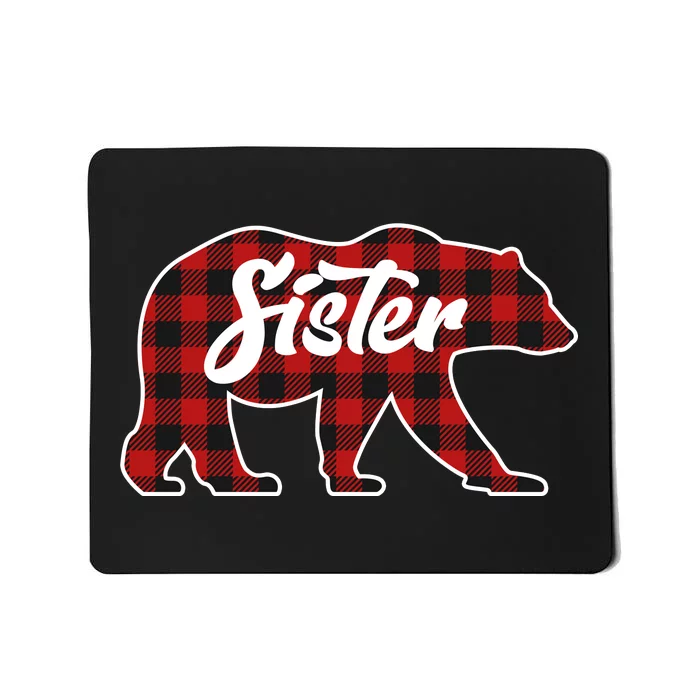 Family Christmas Matching Plaid Sister Bear Mousepad