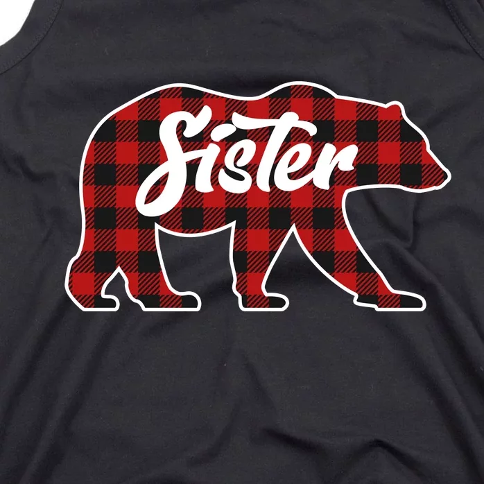 Family Christmas Matching Plaid Sister Bear Tank Top