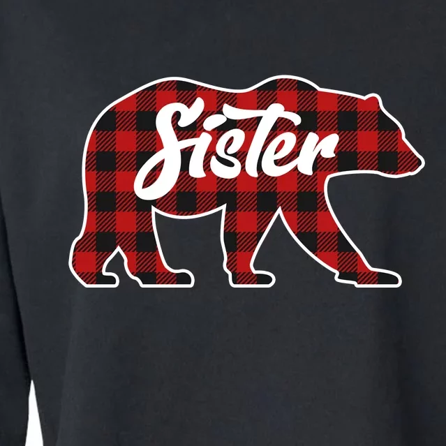 Family Christmas Matching Plaid Sister Bear Cropped Pullover Crew