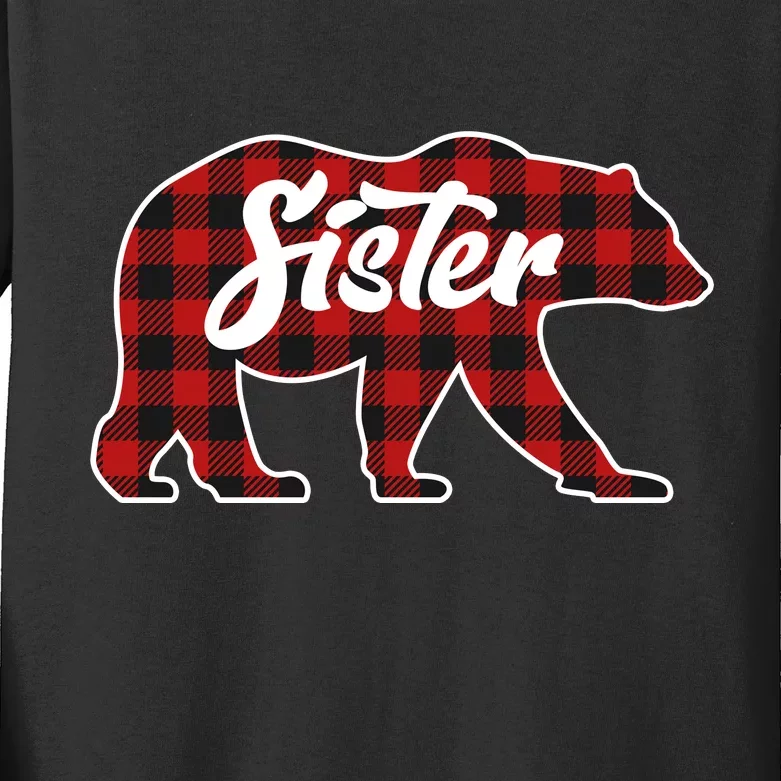 Family Christmas Matching Plaid Sister Bear Kids Long Sleeve Shirt