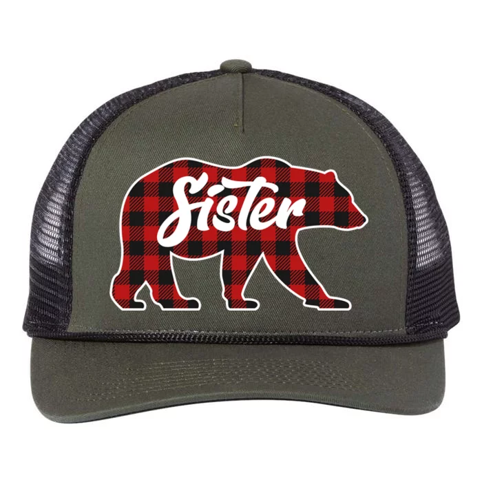 Family Christmas Matching Plaid Sister Bear Retro Rope Trucker Hat Cap