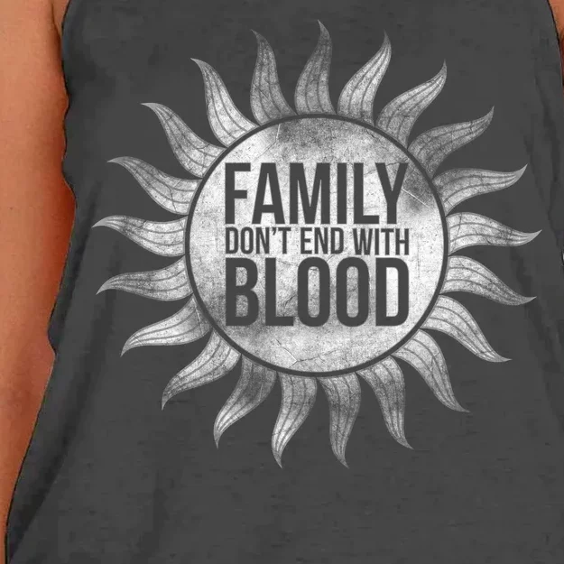 Family Don't End With Blood Women's Knotted Racerback Tank