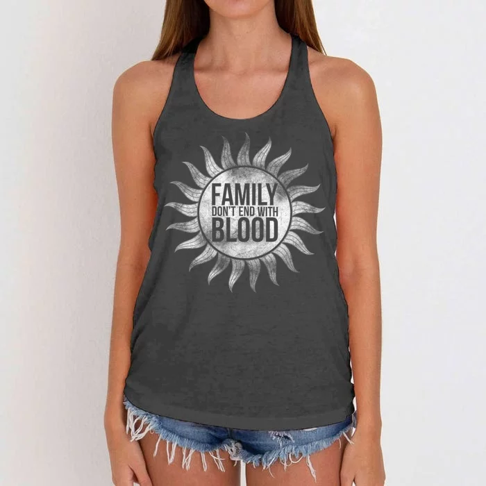 Family Don't End With Blood Women's Knotted Racerback Tank