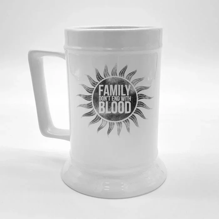 Family Don't End With Blood Front & Back Beer Stein