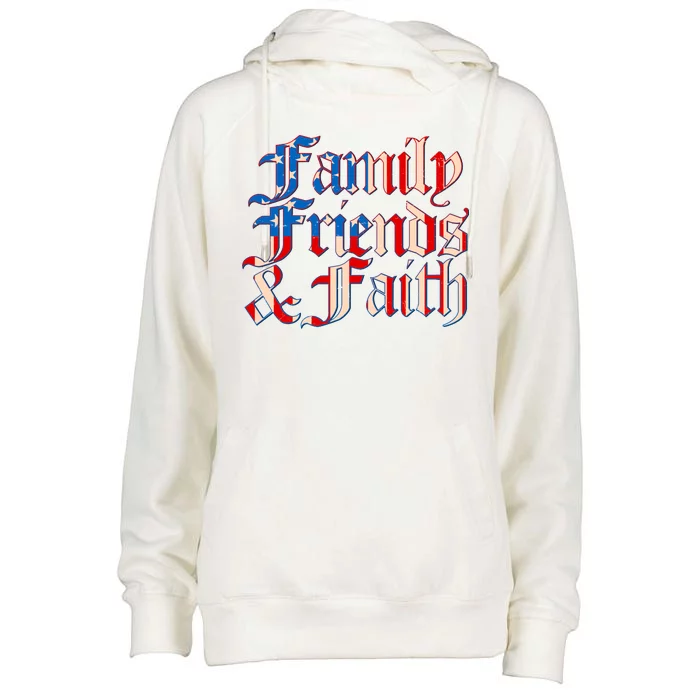 Family Friends & Faith Red White & Blue Womens Funnel Neck Pullover Hood