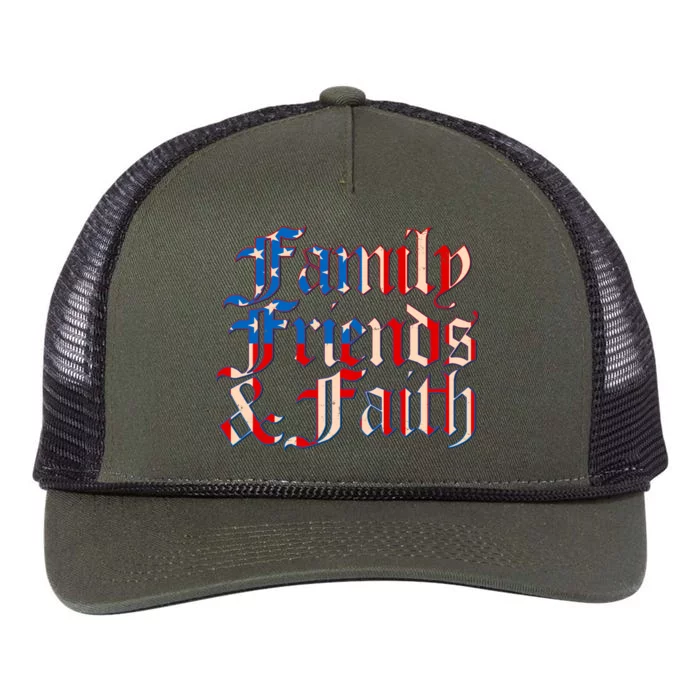 Family Friends & Faith Red White & Blue Retro Rope Trucker Hat Cap