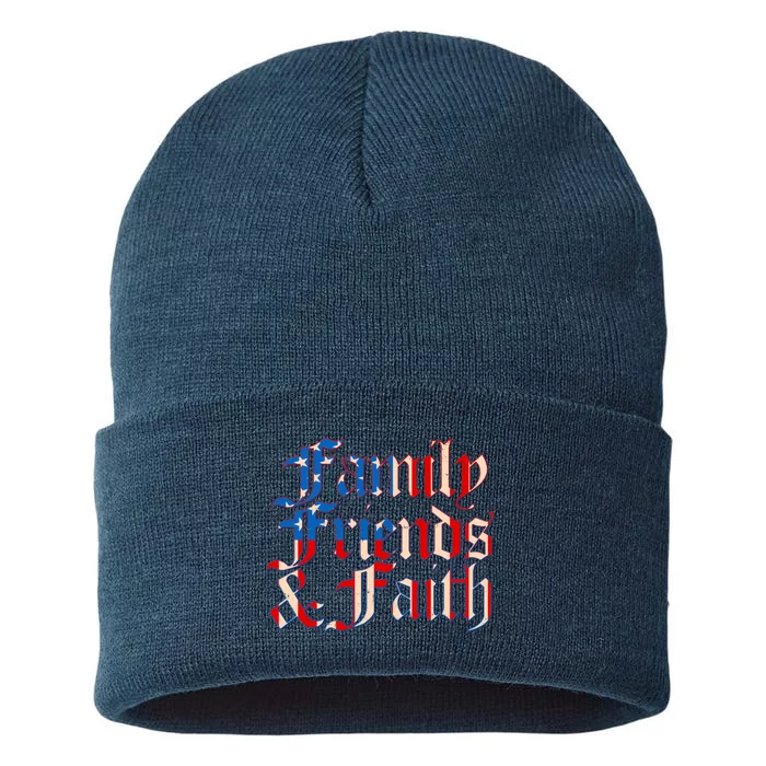 Family Friends & Faith Red White & Blue Sustainable Knit Beanie