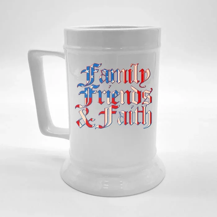 Family Friends & Faith Red White & Blue Front & Back Beer Stein