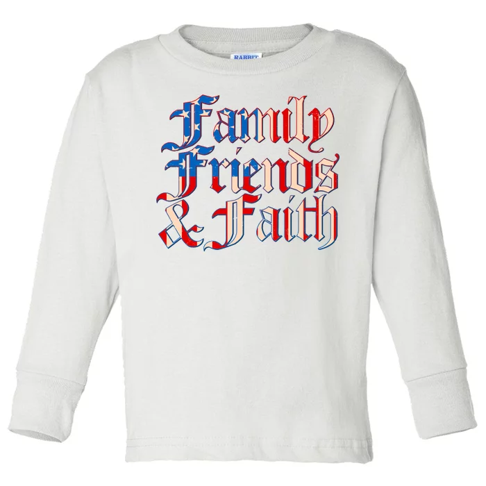 Family Friends & Faith Red White & Blue Toddler Long Sleeve Shirt