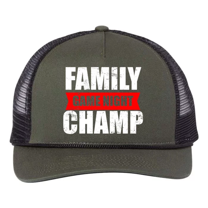 Family Game Night Champ Retro Rope Trucker Hat Cap