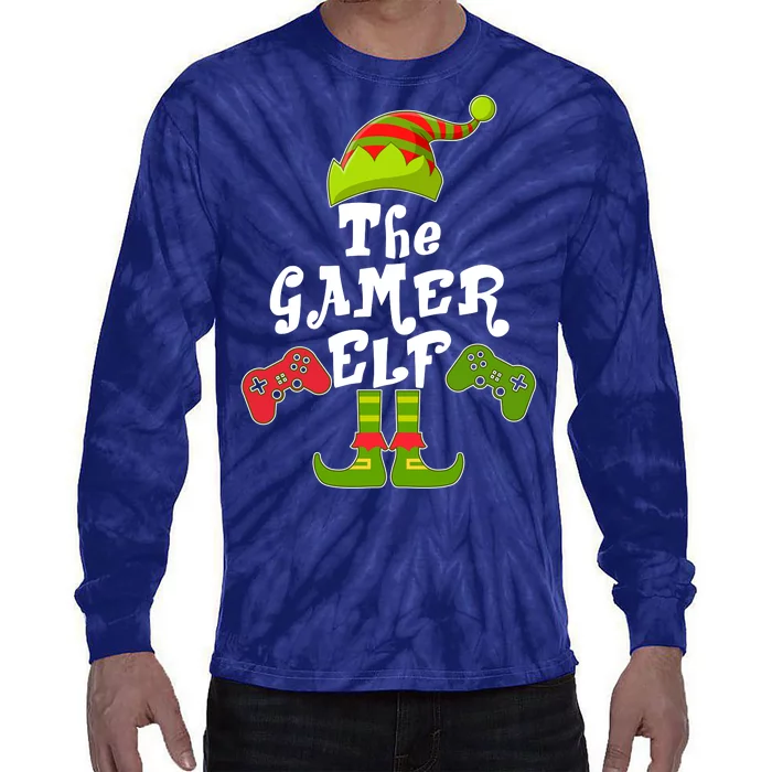 Family Matching Christmas The Gamer Elf Tie-Dye Long Sleeve Shirt