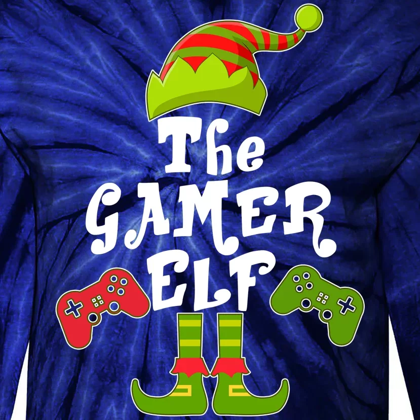 Family Matching Christmas The Gamer Elf Tie-Dye Long Sleeve Shirt