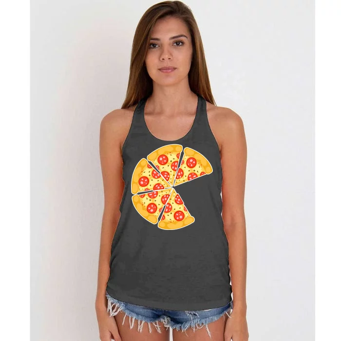 Family Matching Pizza With Missing Slice Parents Women's Knotted Racerback Tank