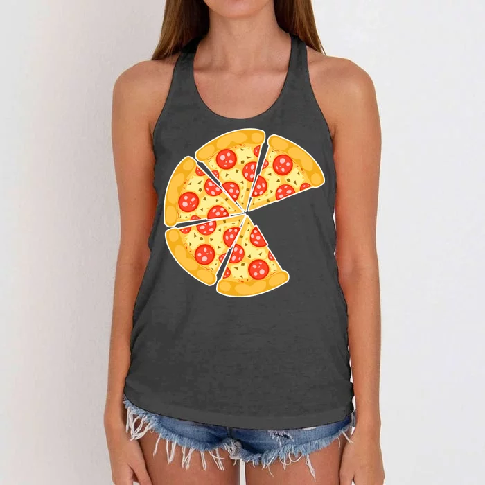 Family Matching Pizza With Missing Slice Parents Women's Knotted Racerback Tank