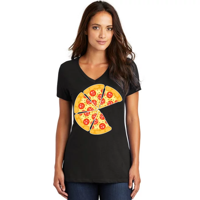 Family Matching Pizza With Missing Slice Parents Women's V-Neck T-Shirt