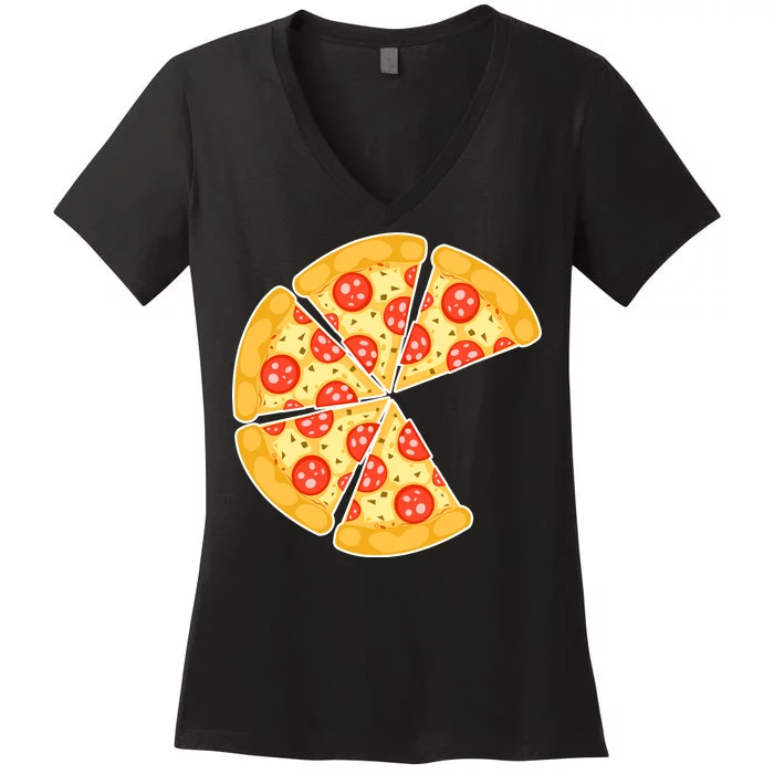 Family Matching Pizza With Missing Slice Parents Women's V-Neck T-Shirt