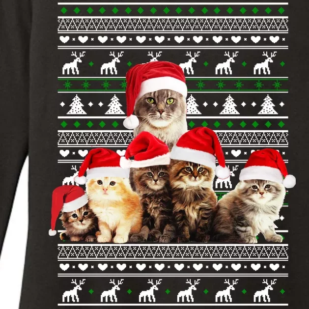 Family Of Kittens Ugly Christmas Sweater Womens CVC Long Sleeve Shirt