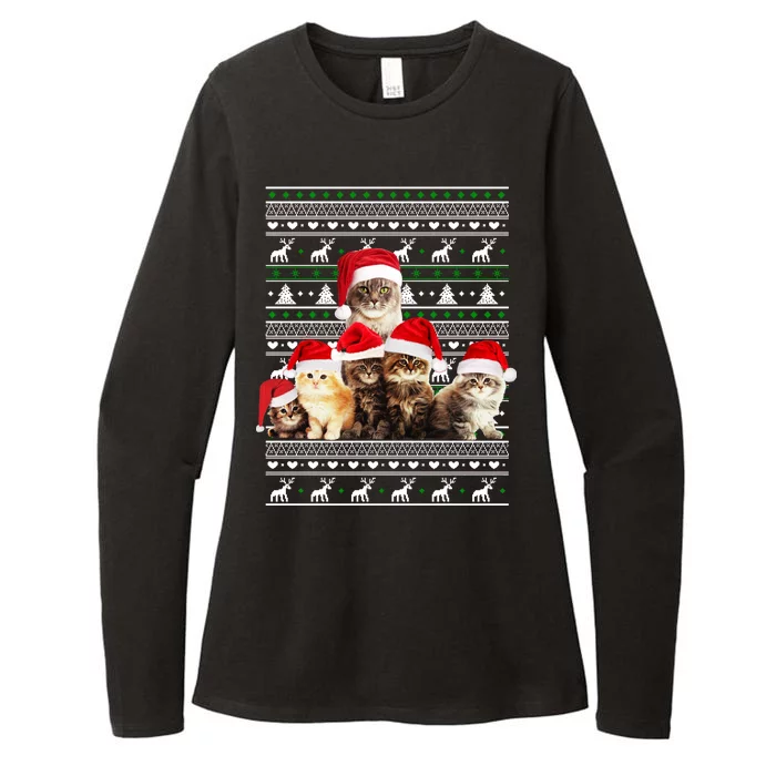 Family Of Kittens Ugly Christmas Sweater Womens CVC Long Sleeve Shirt