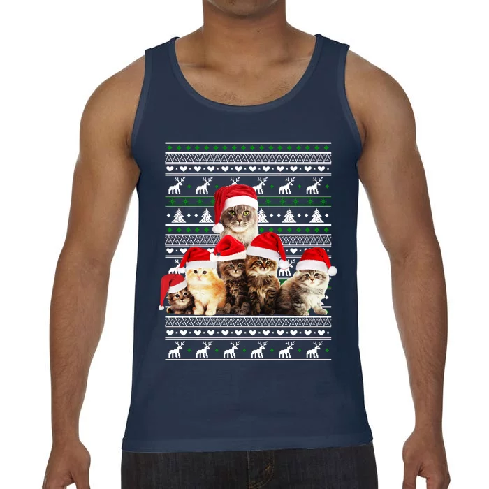 Family Of Kittens Ugly Christmas Sweater Comfort Colors® Tank Top