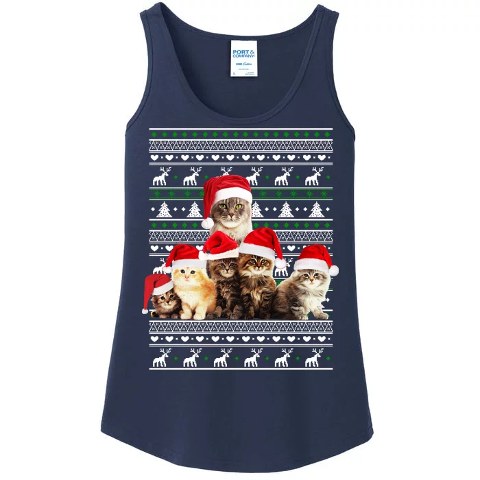 Family Of Kittens Ugly Christmas Sweater Ladies Essential Tank