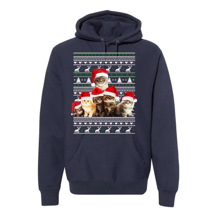 Family Of Kittens Ugly Christmas Sweater Premium Hoodie