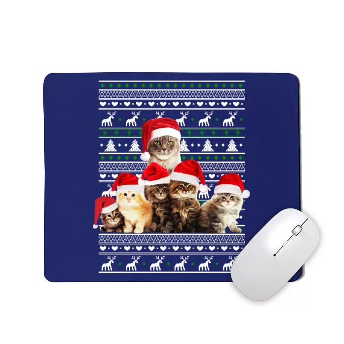 Family Of Kittens Ugly Christmas Sweater Mousepad