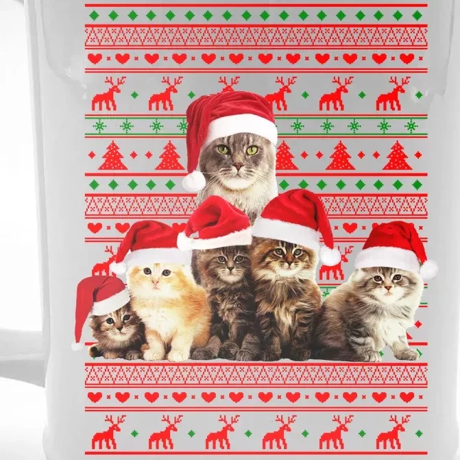 Family Of Kittens Ugly Christmas Sweater Front & Back Beer Stein